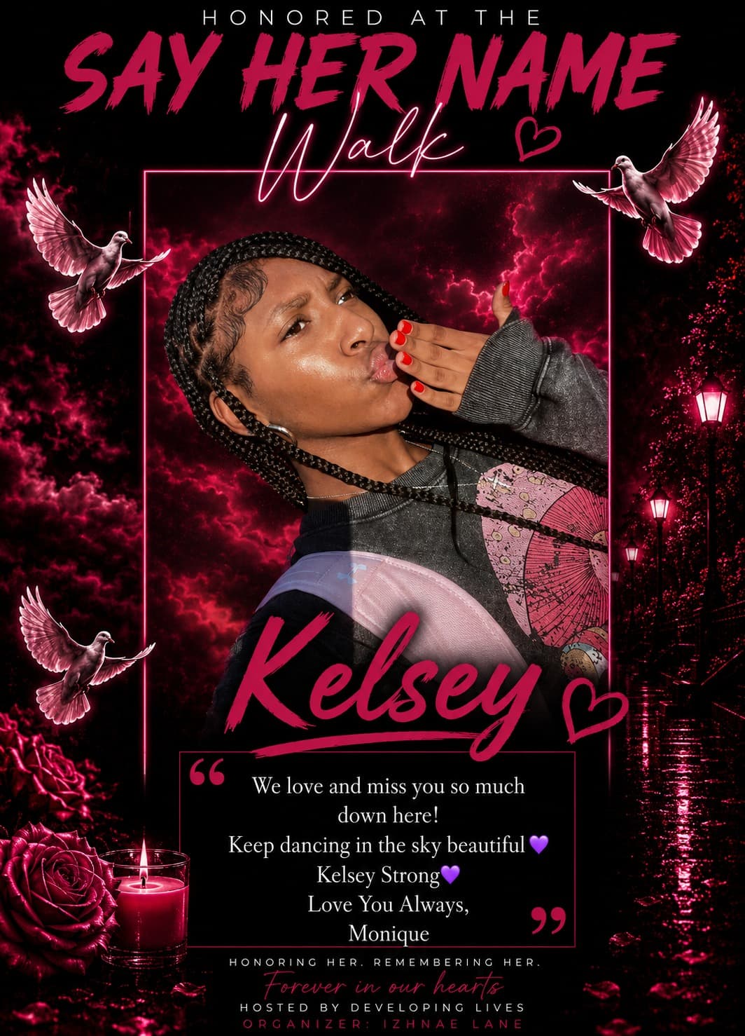 Tribute portrait of Kelsey